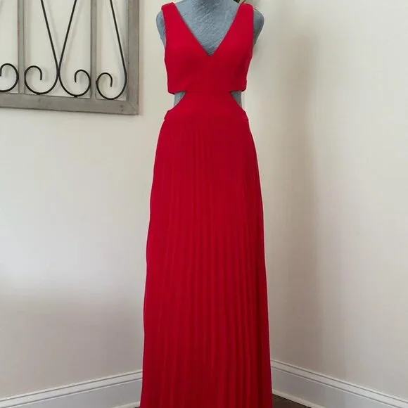 Xscape Red Gown with Cut-Out Detailing